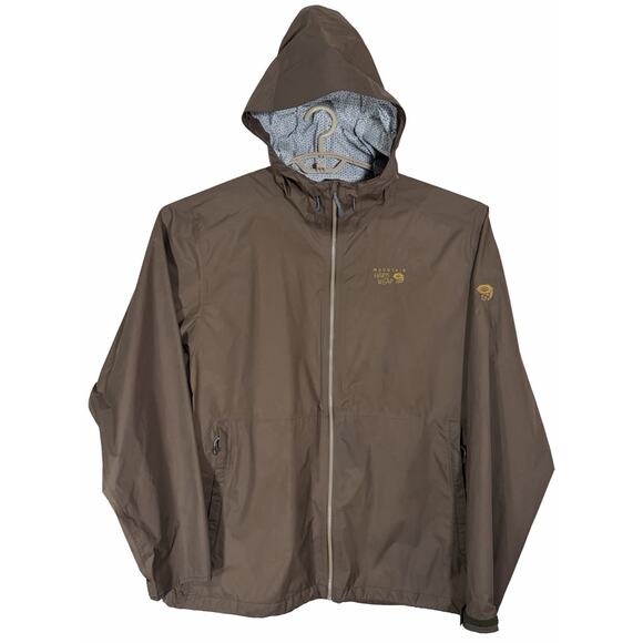 Mountain Hardwear Men's 2XL 100% Nylon Hooded Brown Rain Wind Jacket DryQ Evap - Picture 1 of 8